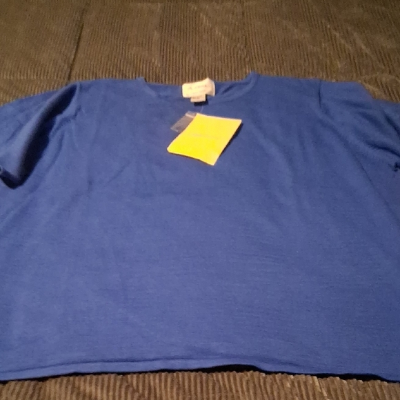 QVC Blue Ribbed Crewneck Top - Picture 2 of 2